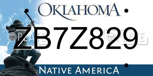 ZB7Z829 Oklahoma License Plate
