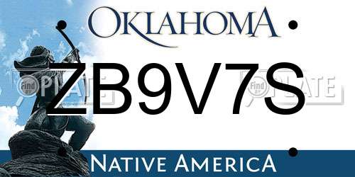 ZB9V7S Oklahoma License Plate