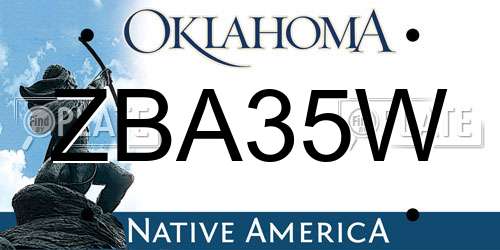 ZBA35W Oklahoma License Plate