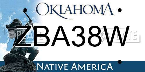 ZBA38W Oklahoma License Plate