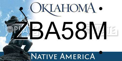 ZBA58M Oklahoma License Plate