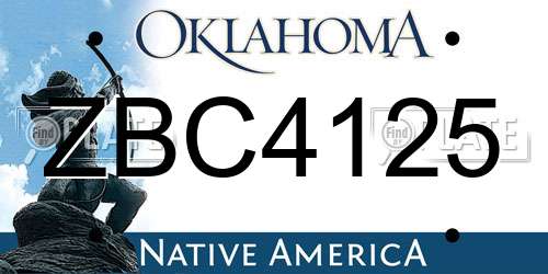 ZBC4125 Oklahoma License Plate