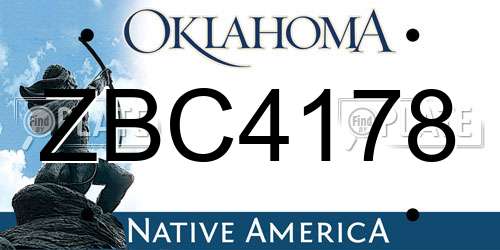 ZBC4178 Oklahoma License Plate