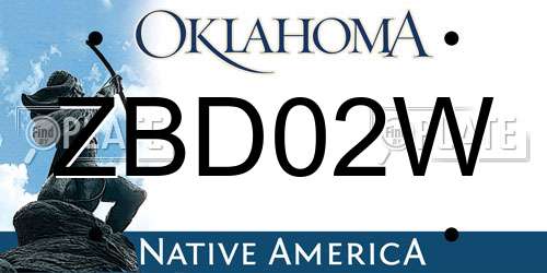 ZBD02W Oklahoma License Plate