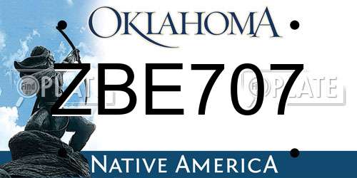 ZBE707 Oklahoma License Plate