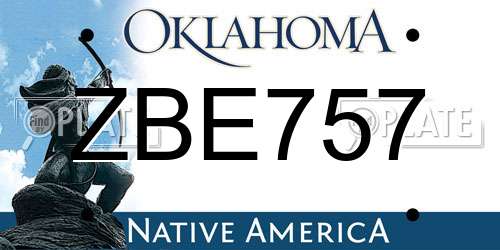 ZBE757 Oklahoma License Plate