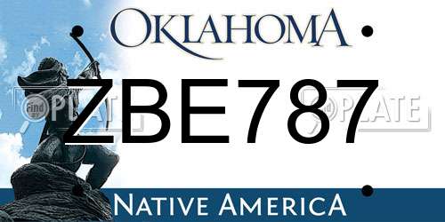ZBE787 Oklahoma License Plate