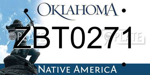 ZBT0271 Oklahoma License Plate