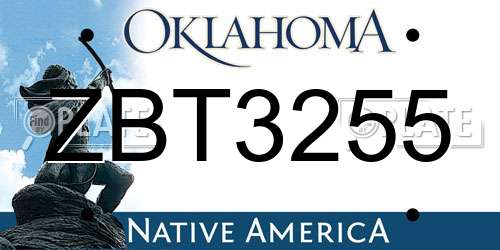 ZBT3255 Oklahoma License Plate