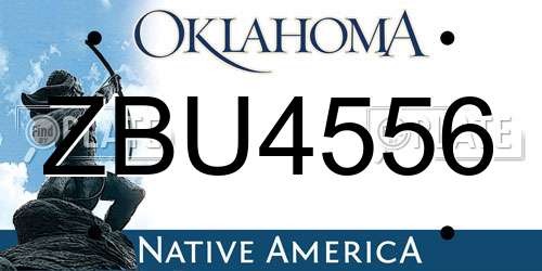 ZBU4556 Oklahoma License Plate