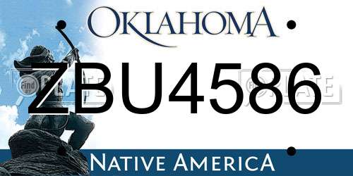 ZBU4586 Oklahoma License Plate