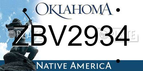 ZBV2934 Oklahoma License Plate