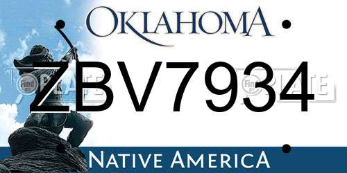 ZBV7934 Oklahoma License Plate