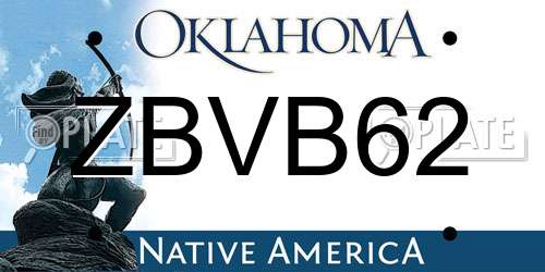 ZBVB62 Oklahoma License Plate
