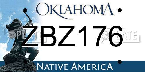 ZBZ176 Oklahoma License Plate