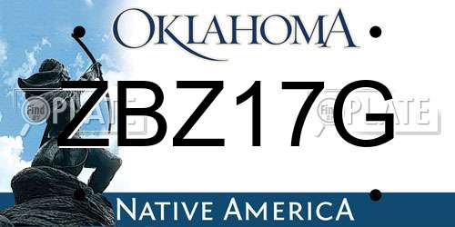ZBZ17G Oklahoma License Plate