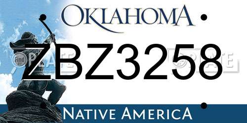 ZBZ3258 Oklahoma License Plate