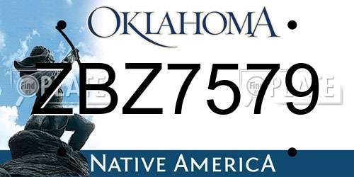 ZBZ7579 Oklahoma License Plate