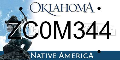 ZC0M344 Oklahoma License Plate
