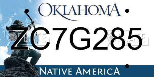 ZC7G285 Oklahoma License Plate