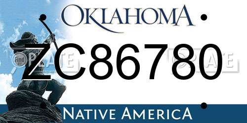 ZC86780 Oklahoma License Plate