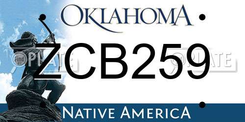 ZCB259 Oklahoma License Plate