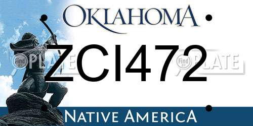 ZCI472 Oklahoma License Plate