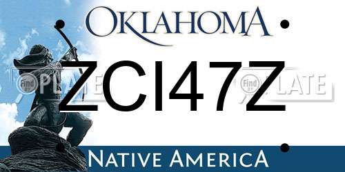 ZCI47Z Oklahoma License Plate