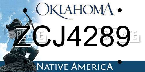 ZCJ4289 Oklahoma License Plate
