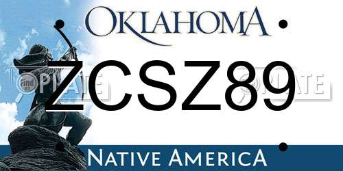 ZCSZ89 Oklahoma License Plate