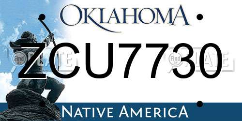 ZCU7730 Oklahoma License Plate