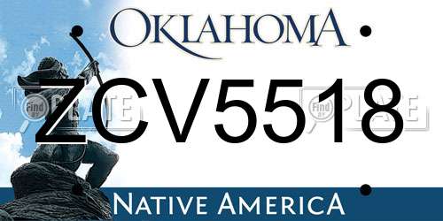 ZCV5518 Oklahoma License Plate