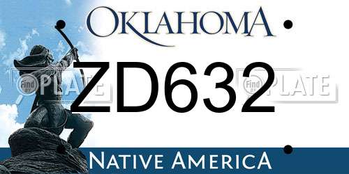 ZD632 Oklahoma License Plate