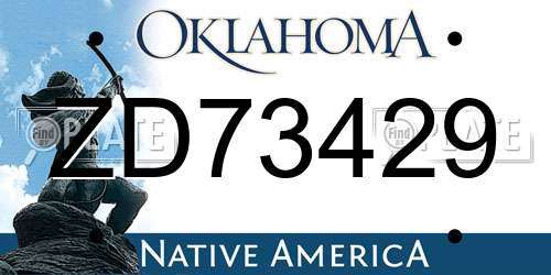 ZD73429 Oklahoma License Plate