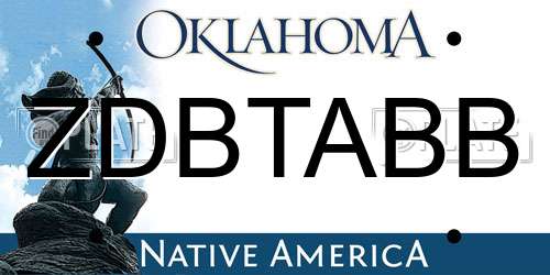 ZDBTABB Oklahoma License Plate