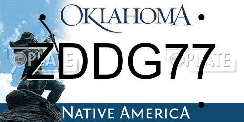 ZDDG77 Oklahoma License Plate