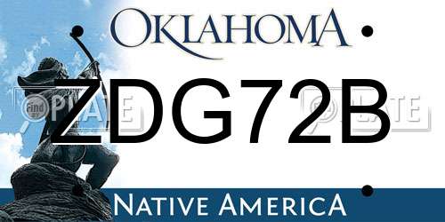 ZDG72B Oklahoma License Plate