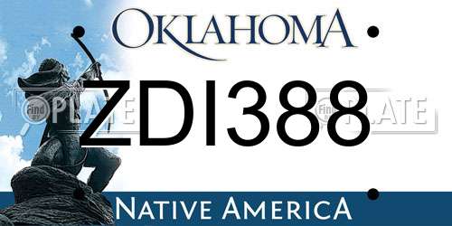 ZDI388 Oklahoma License Plate