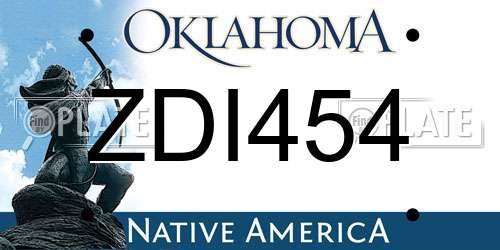 ZDI454 Oklahoma License Plate