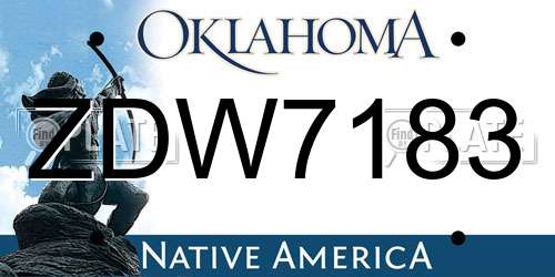 ZDW7183 Oklahoma License Plate