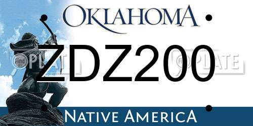 ZDZ200 Oklahoma License Plate