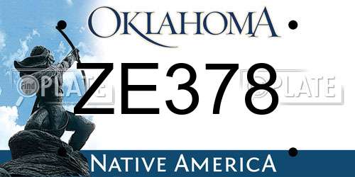 ZE378 Oklahoma License Plate