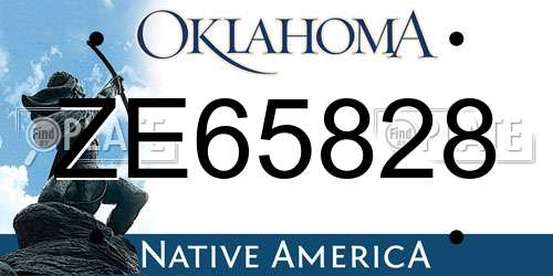 ZE65828 Oklahoma License Plate