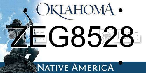ZEG8528 Oklahoma License Plate