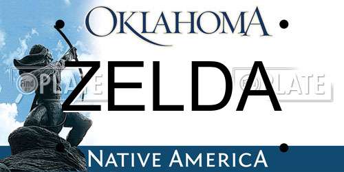 ZELDA Oklahoma License Plate