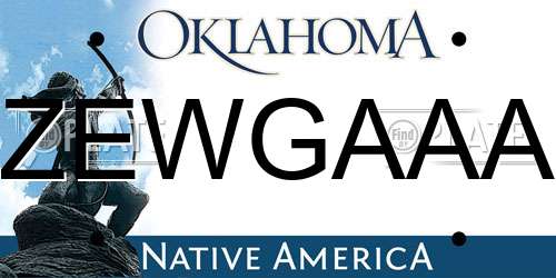 ZEWGAAA Oklahoma License Plate