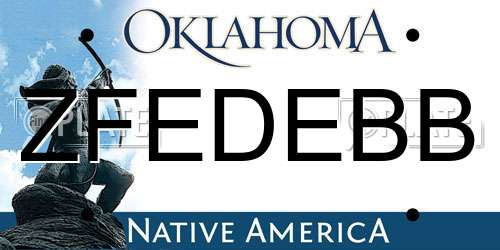 ZFEDEBB Oklahoma License Plate