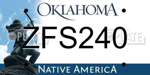 ZFS240 Oklahoma License Plate