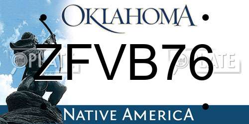 ZFVB76 Oklahoma License Plate