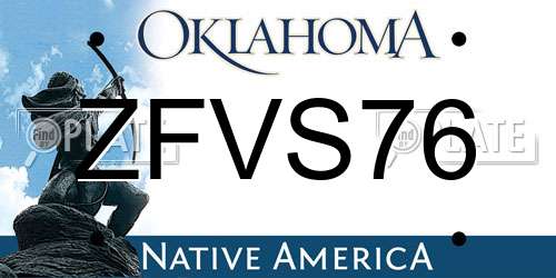 ZFVS76 Oklahoma License Plate